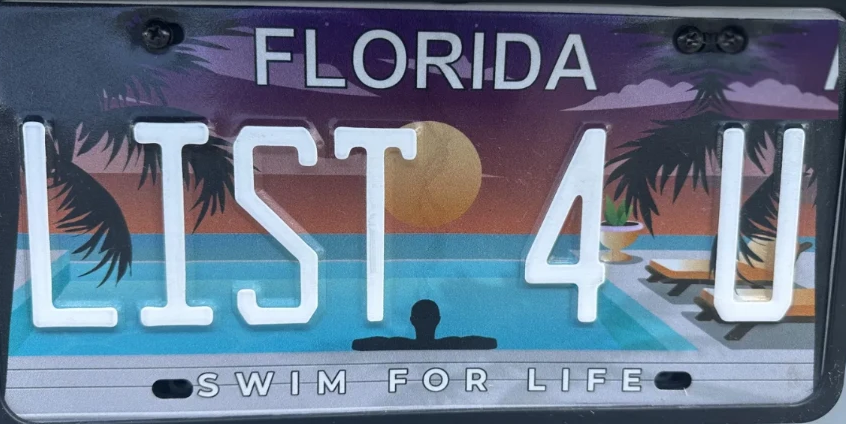 Florida LIST 4 U license plate on Landon Davis's car