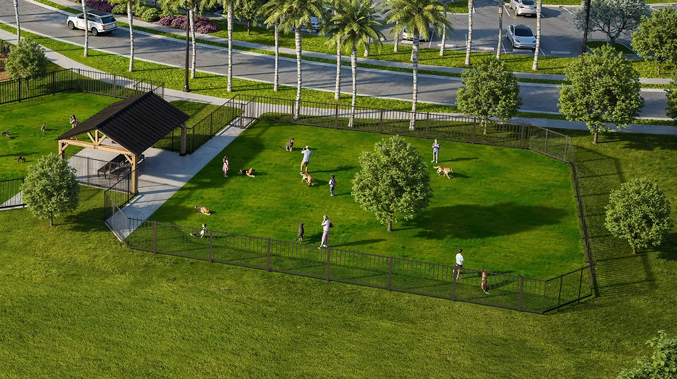 Aerial rendering of the Kingston playground and fenced dog park