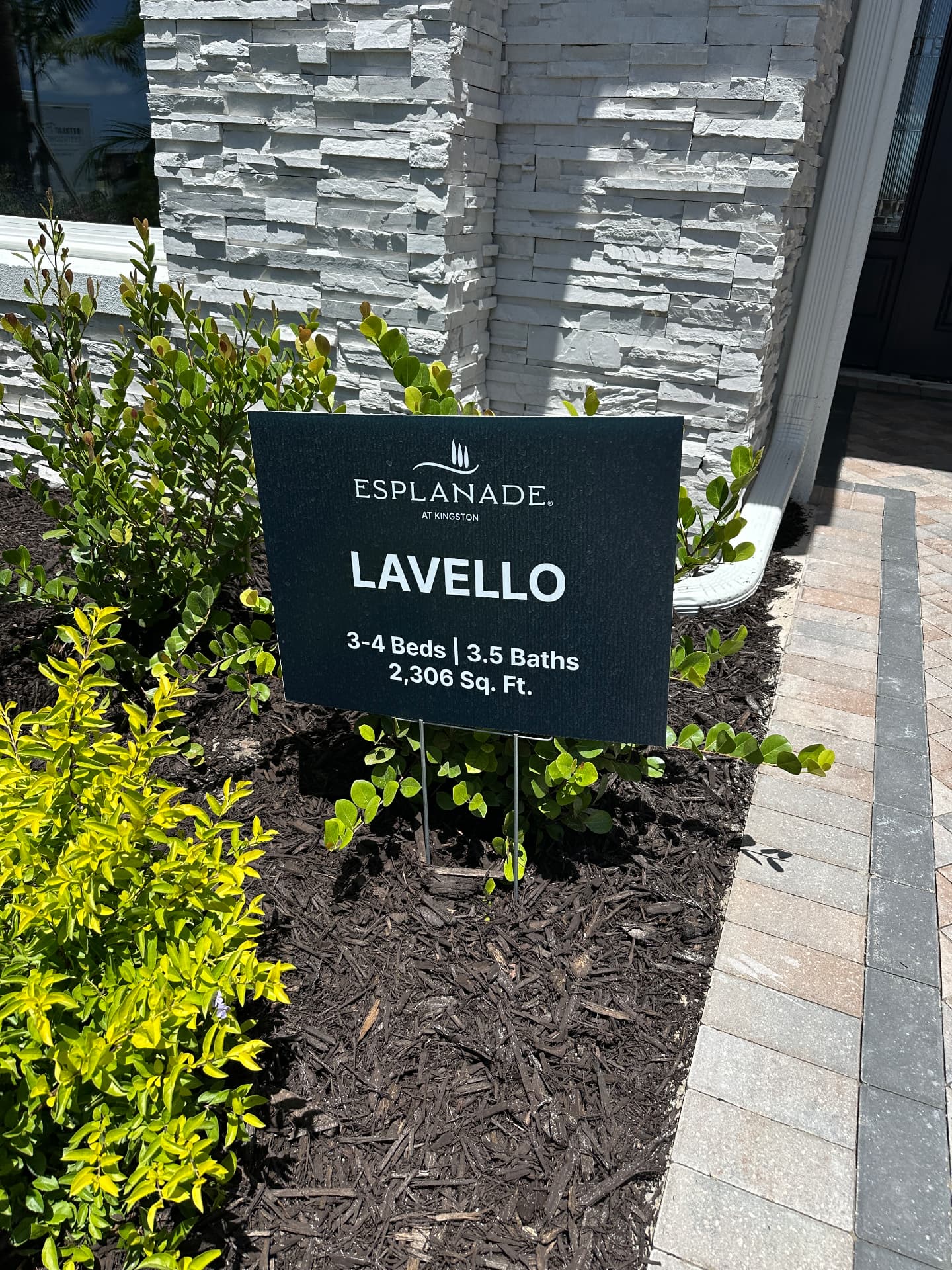 Esplanade at Kingston Lavello floor plan model home sign photographed August 2026